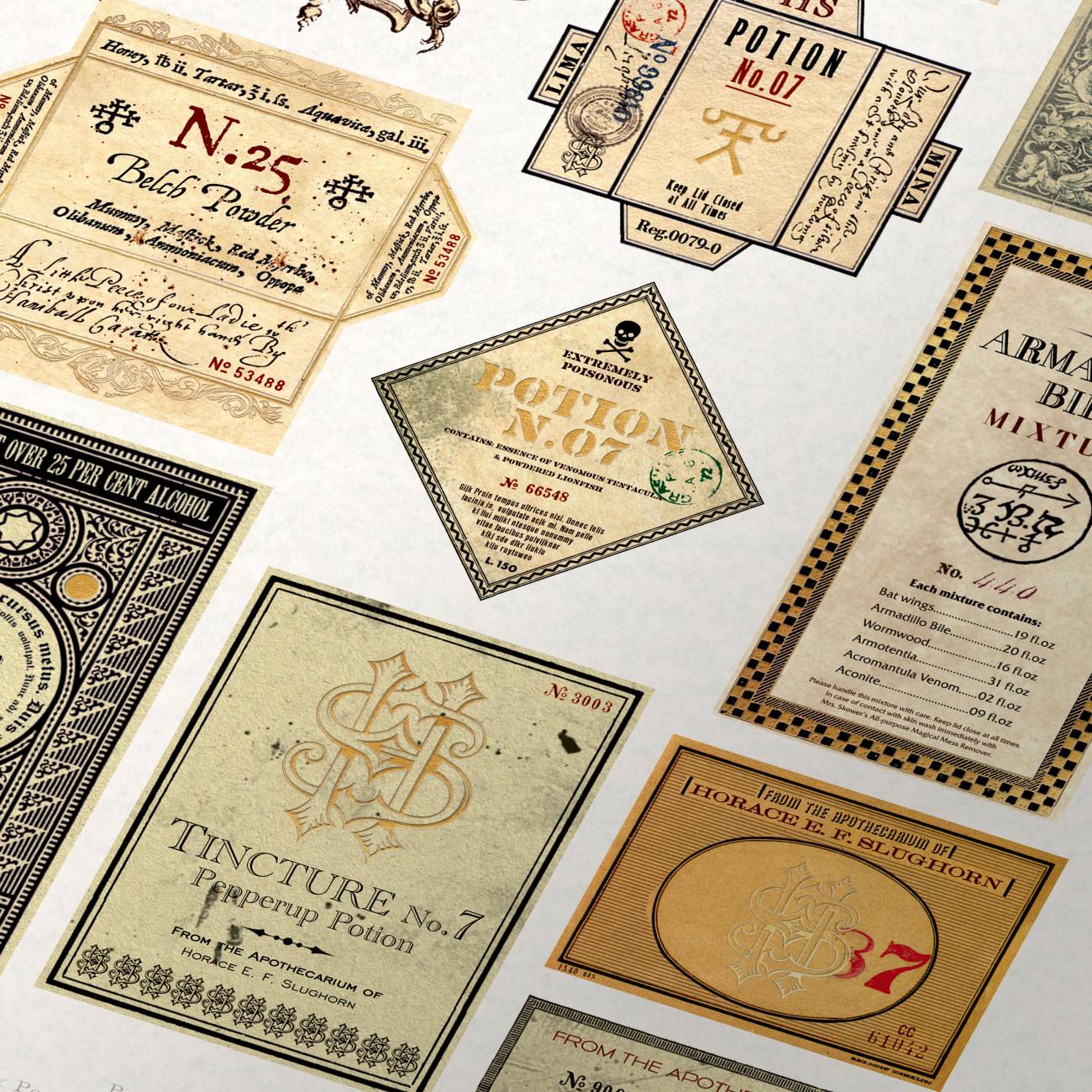 Potion Labels - Harry Potter Image Artwork Prints as a result of MinaLima photo about Printable Harry Potter Potion Labels called Potion Labels - Harry Potter Image Artwork Prints as a result of MinaLima